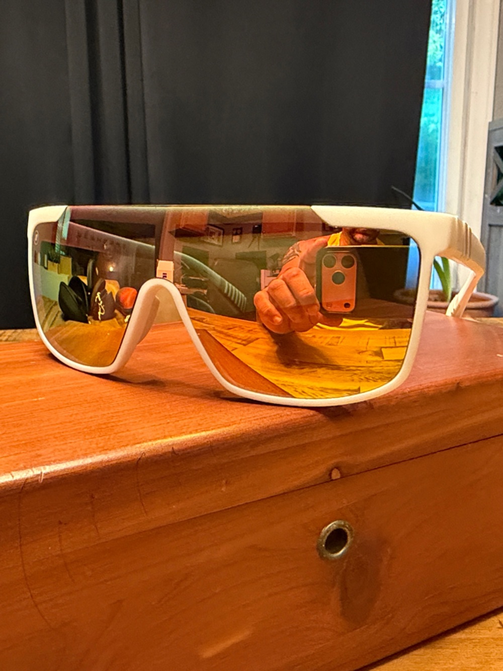Blenders Pride III White Frame Mirrored Shield Sunglasses